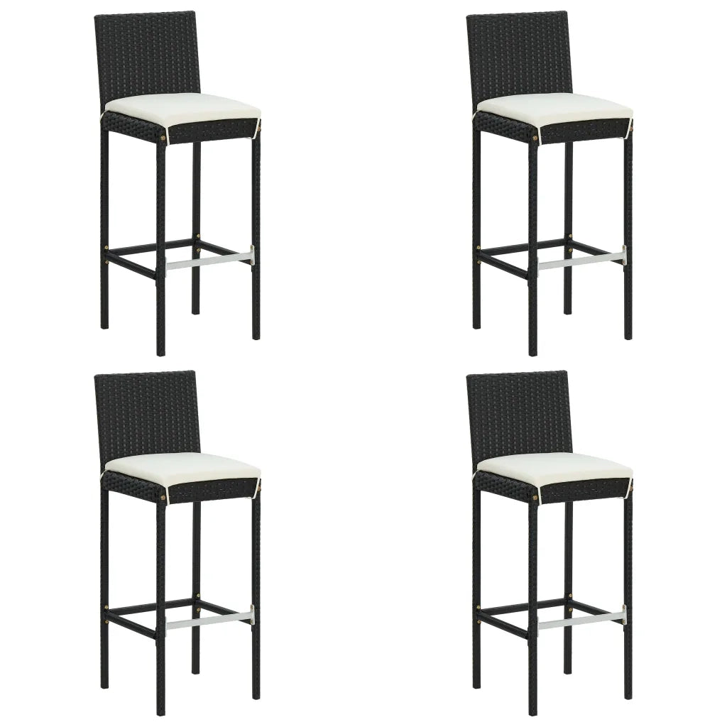 Set da Bar da Giardino 5 pz con Cuscini in Polyrattan Nero cod mxl 43067