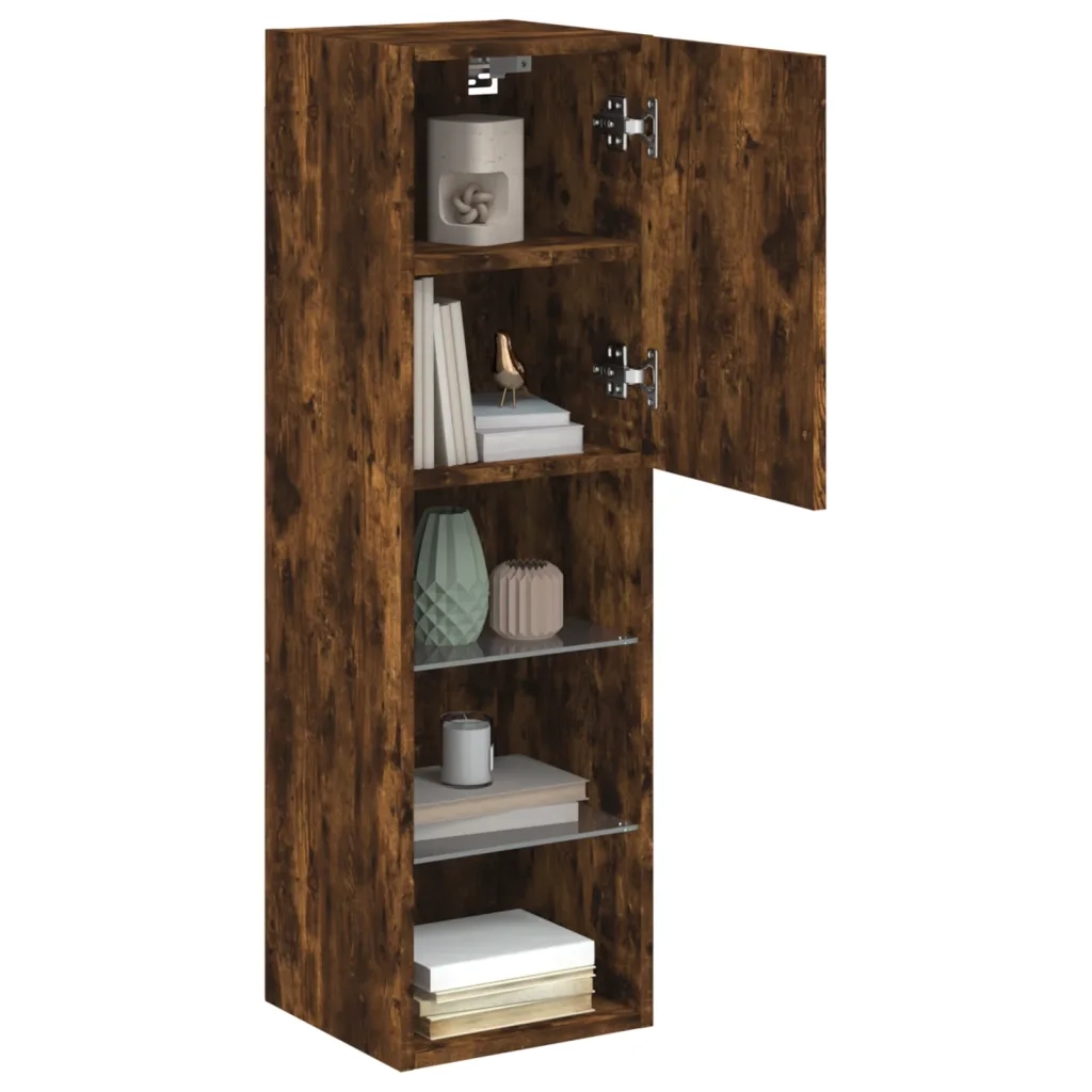 Mobile TV con Luci LED Rovere Fumo 30,5x30x102 cm 837023