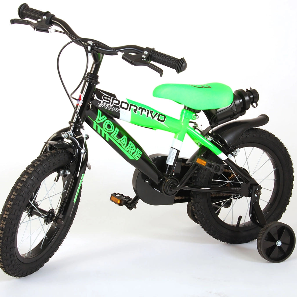 Bicicletta per Bambini 12" Stabilizzatori e Freni Caliper Verde