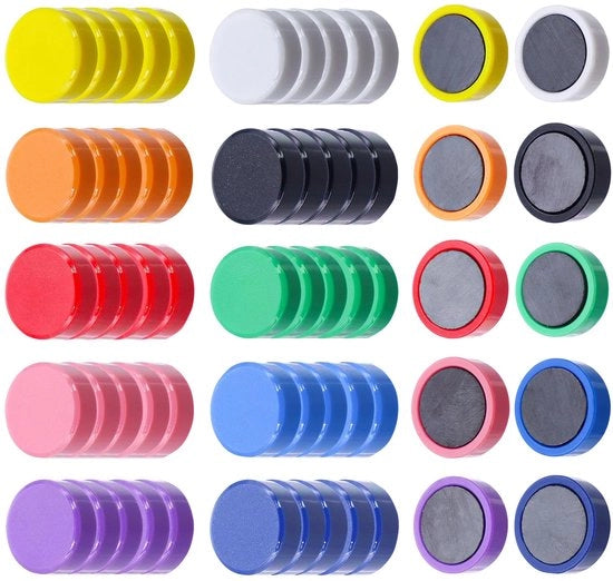 60 pezzi di magneti per lavagne, lavagne magnetiche, magneti per frigorifero, magneti colorati per cassetti, foto, lavagne magnetiche per scuola, magneti per lavagna (10 colori)