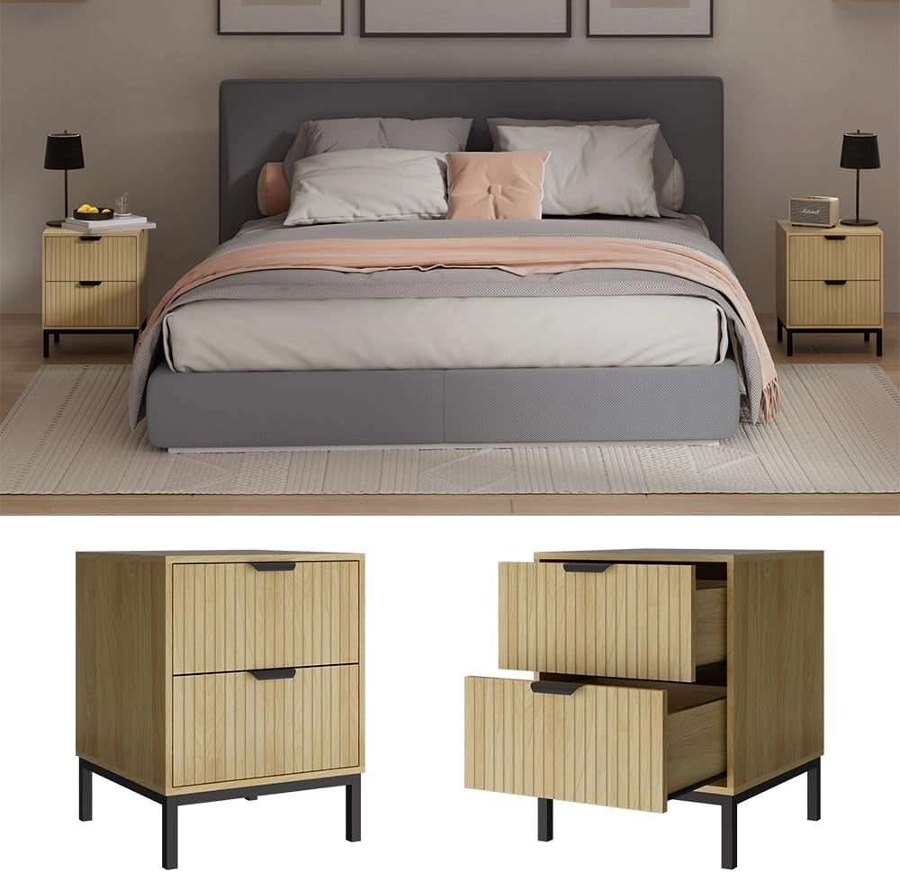 Comodino Lennox, Rovere, 40 x 52 cm Set di 2