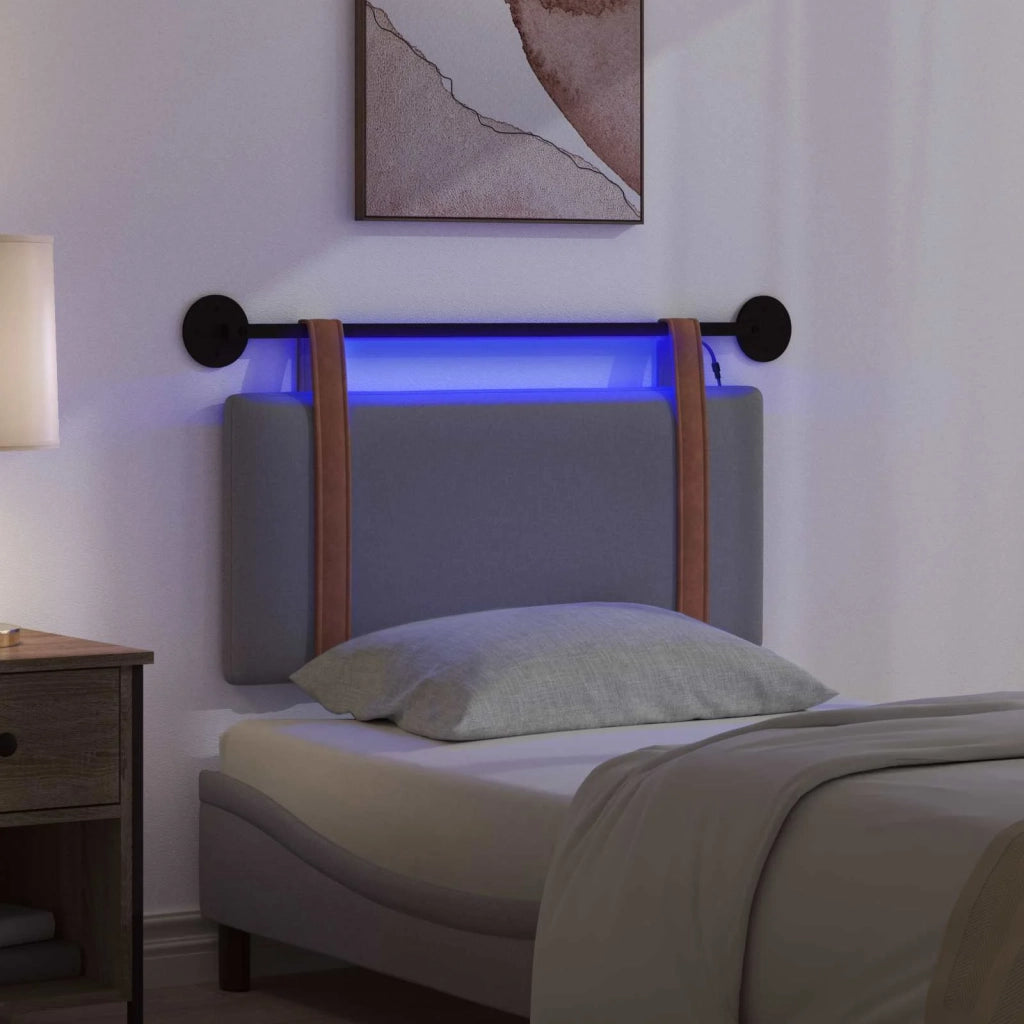 Testiera sospesa Con luce LED Grigio Scuro PU Antico