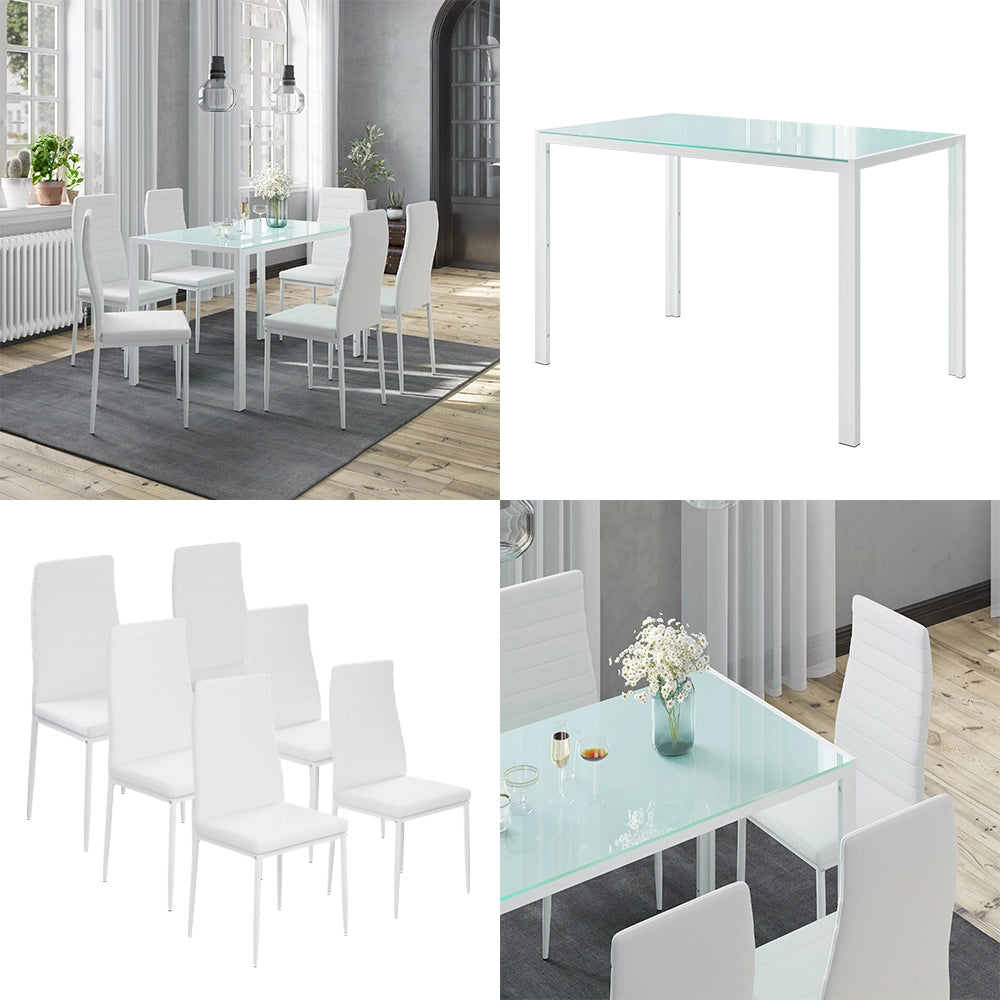 Vicco Set da pranzo Bianco 120 x 75 cm con 6 sedie