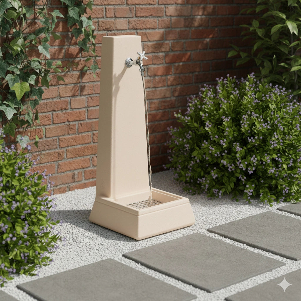Fontana da Giardino Senza Rubinetto in Cemento Granulato di Marmo Oslo Rosa antico