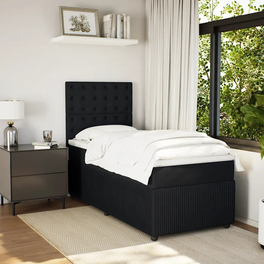 Giroletto a Molle con Materasso Nero 80x200 cm in Velluto 3292204