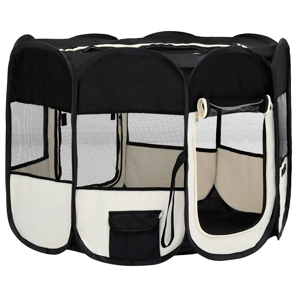 Box per Cani Pieghevole con Borsa Trasporto Nero 90x90x58 cm 171005