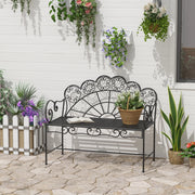 Panchina da giardino a 2 posti in metallo nero 107 cm; resistente alle intemperie