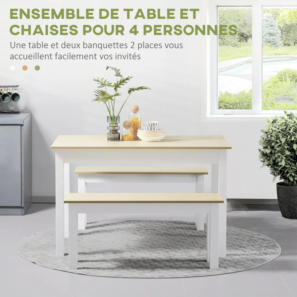 Tavolo da pranzo con 2 panchine per 4-6 persone ¨C Xylo ¨C Set 3 pezzi legno moderno