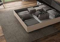 Letto Matrimoniale Francese 140x200 cm con Rete e Contenitore Agueda Tortora