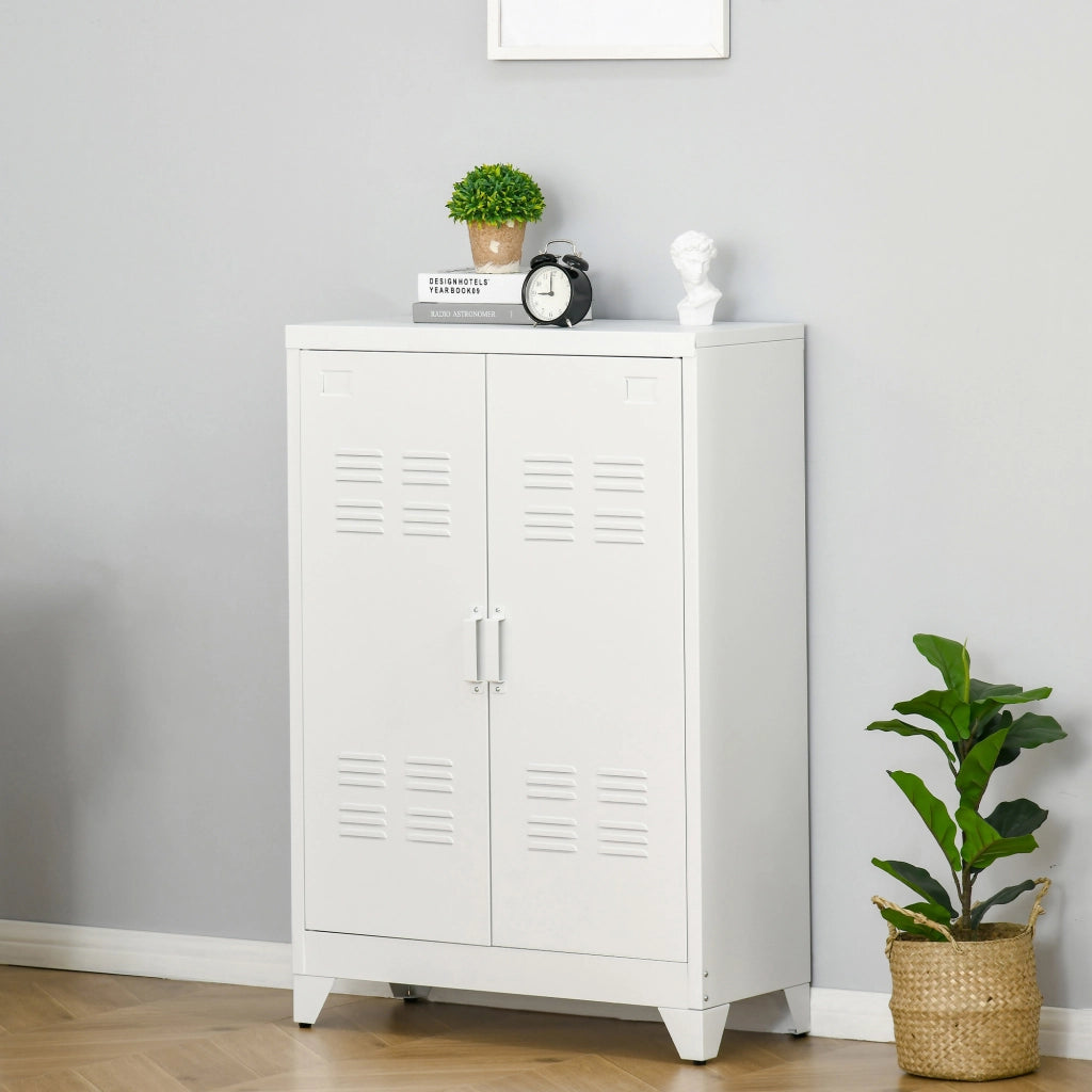 Armadio per ufficio 3 ripiani scorrevoli ¨C zephmum ¨C bianco 75x33x110 cm