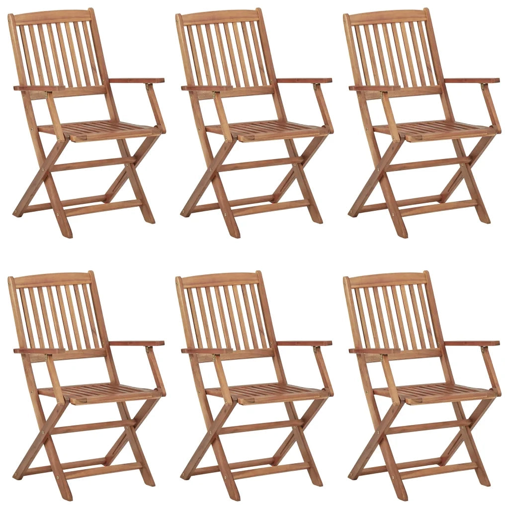 Sedie da Giardino Pieghevoli 6 pz con Cuscini Massello Acacia 3065477