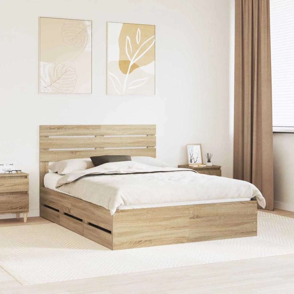 Struttura del letto con cassetto Rovere Sonoma 140 x 190 cm 3411505