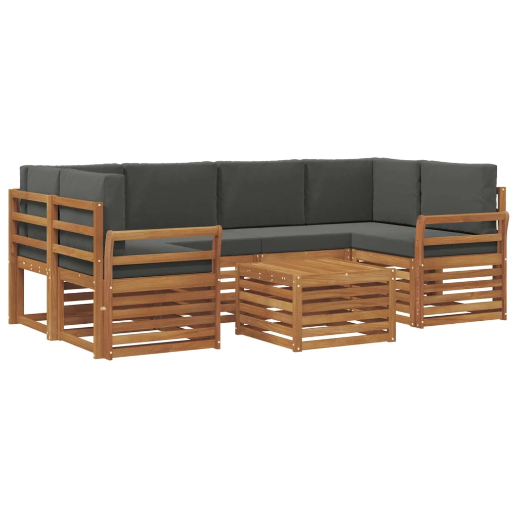 Set di divani da esterno con cuscino 7 pcs Naturale e Antracite