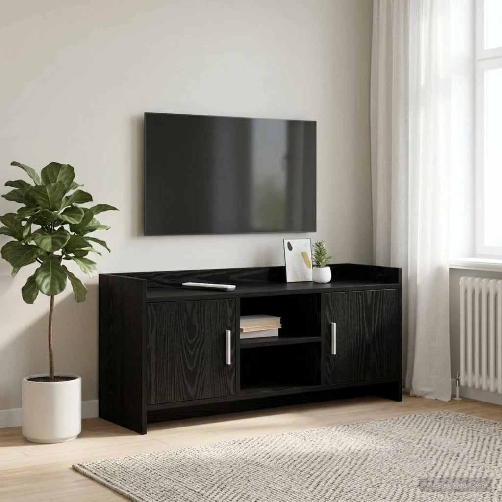 Mobile TV 102 x 33 x 47 cm Rovere Nero Legno ingegnerizzato 8011164
