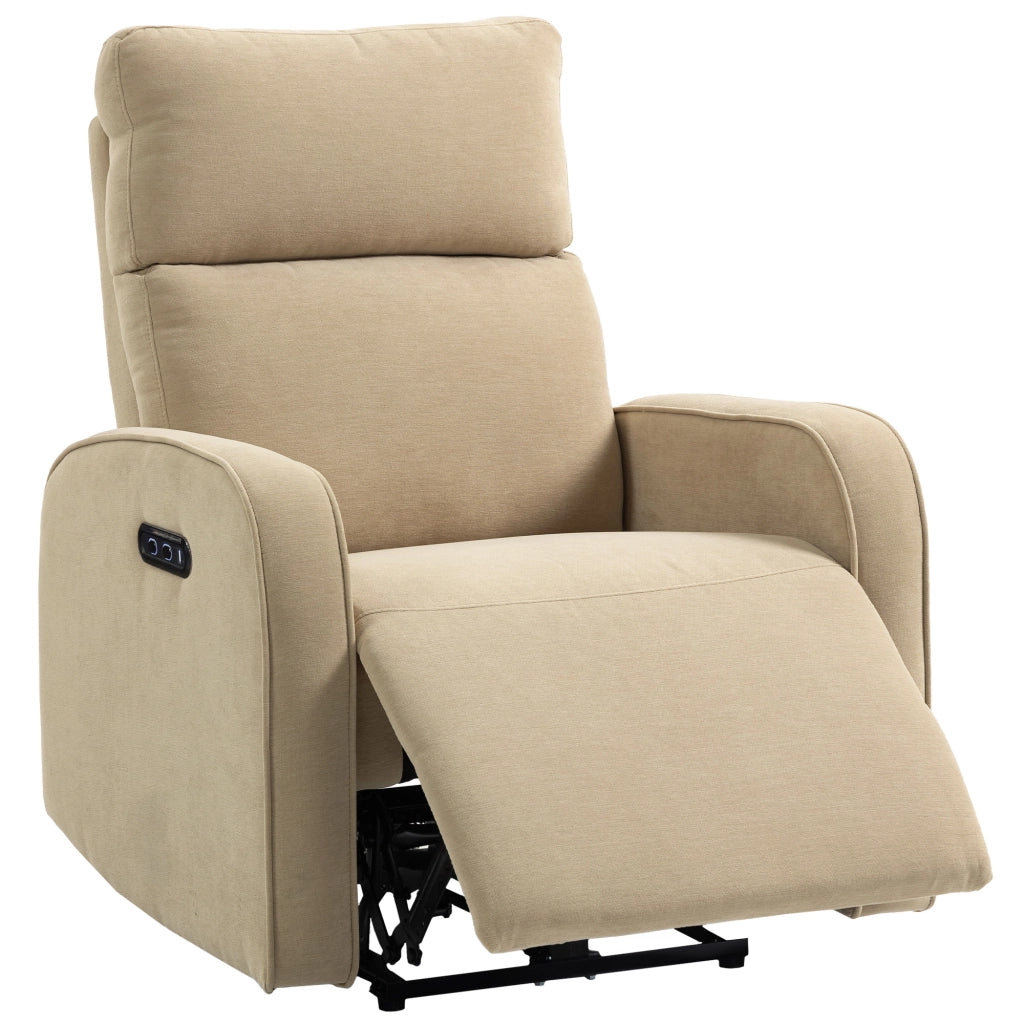 Poltrona Reclinabile Elettrica in Ciniglia con Poggiapiedi ¨C Minimal ¨C Beige, 80x93x103 cm