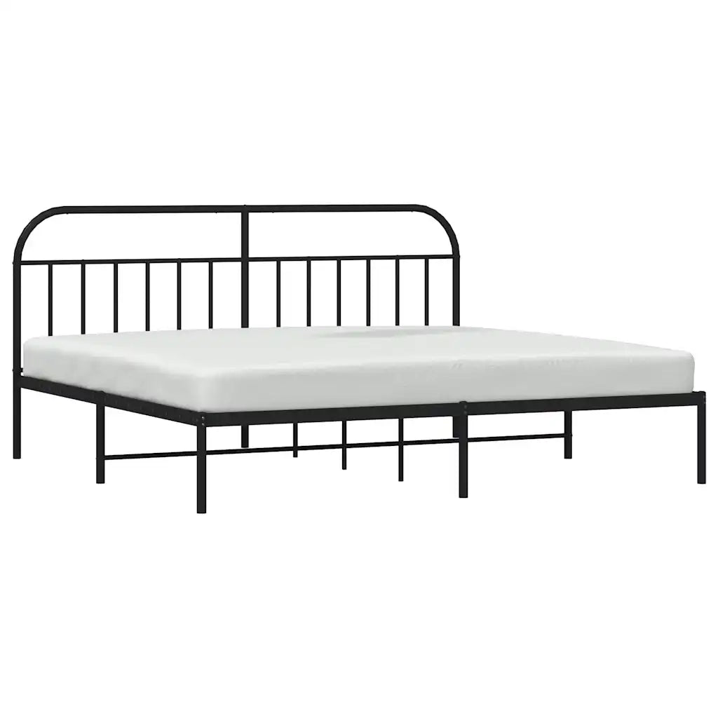Giroletto con Testiera-Struttura Letto con testiera in Metallo Nero 193x203 cm 413098