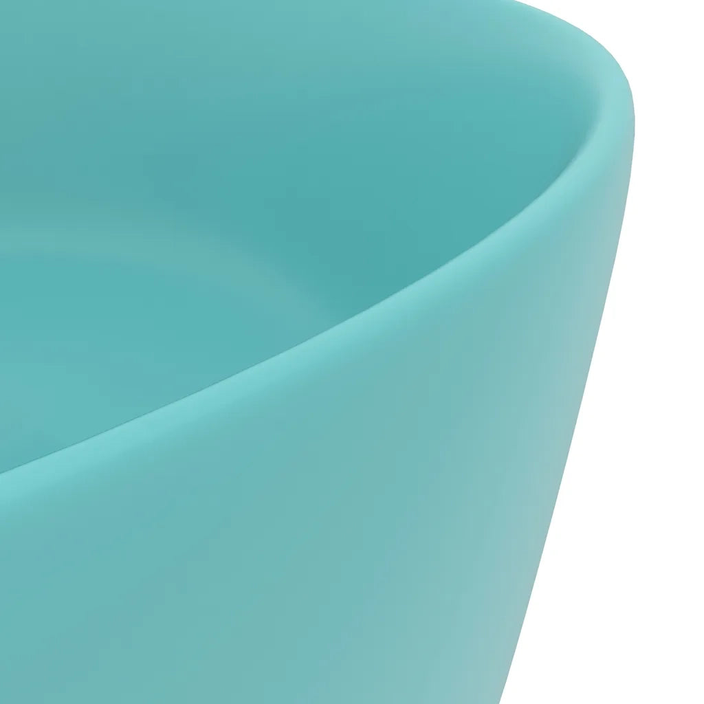 Lavandino Lusso Rotondo Verde Chiaro Opaco 40x15 cm in Ceramica 147013