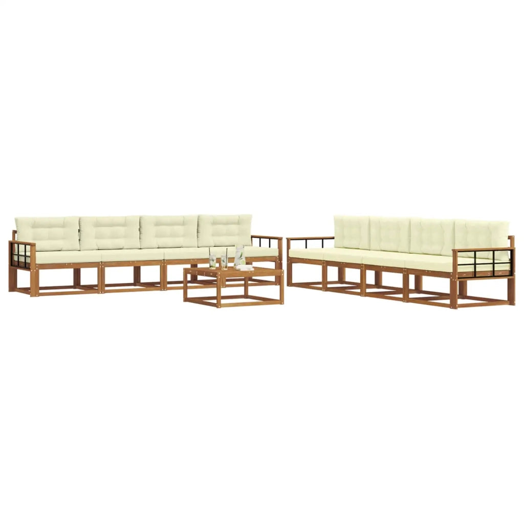 Set di divani da esterno con cuscino 9 pcs Naturale e Crema
