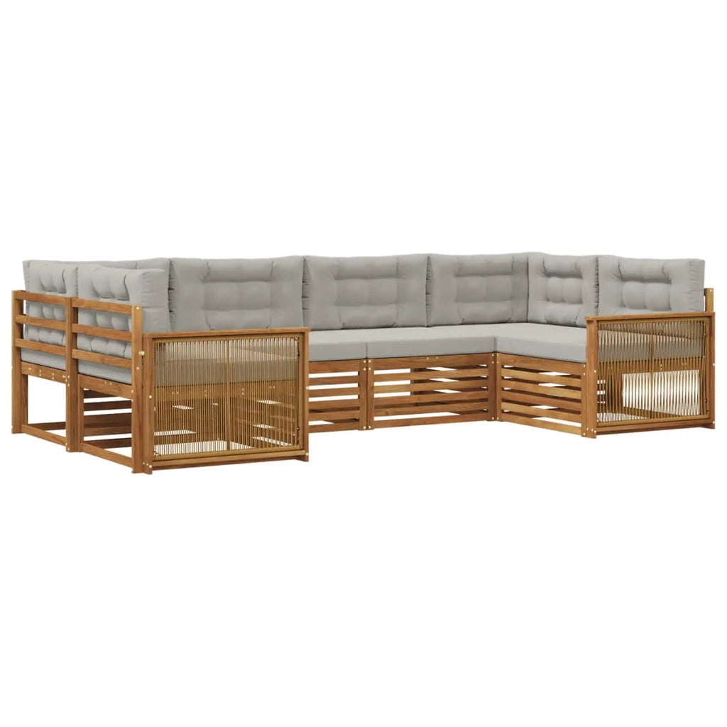Set di divani da esterno 6 pz Naturale e Grigio Chiaro 3383779
