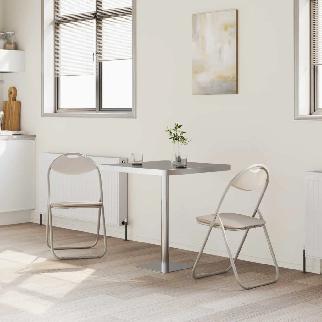 Sedia pieghevole 2 pcs Sabbia 48 x 43,5 x 81 cm Pelle Sintetica