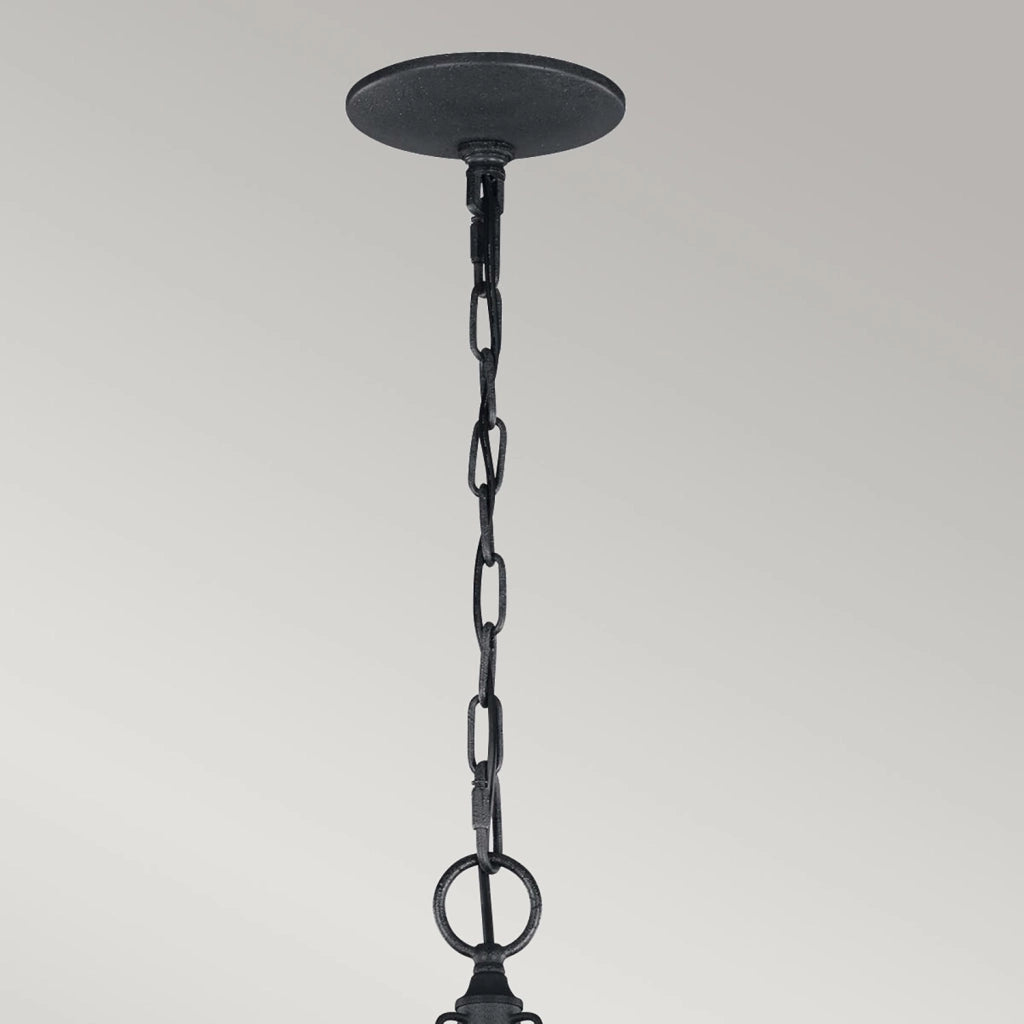 Lampadario Classico Nori Acciaio Zinco Scuro Anticato Legno Grigio 3 Luci E14