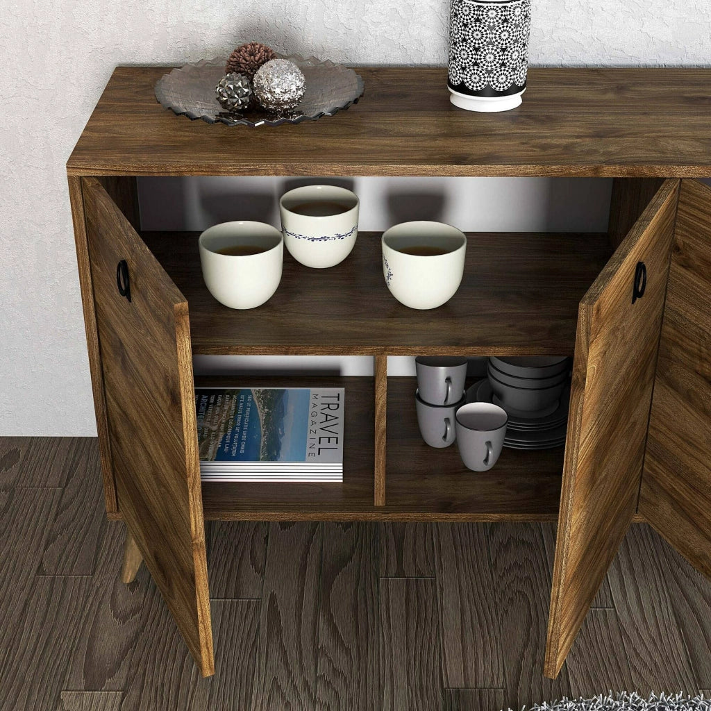 Madia Ernie, Credenza 2 Ripiani, 180x45x80h cm Marrone Noce