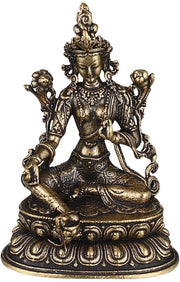 Statua di Tara in ottone per decorazione, posizione lotus, simbolo del buddhismo orientale