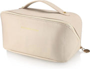 Borsa di Pelle Premium - Reista di Cosmetici - Impermeabile - Grande Capacità - Bianca