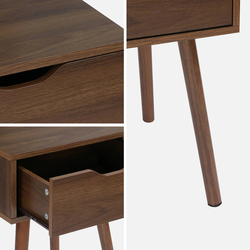 Comodino effetto legno 1 cassetto marrone, marrone