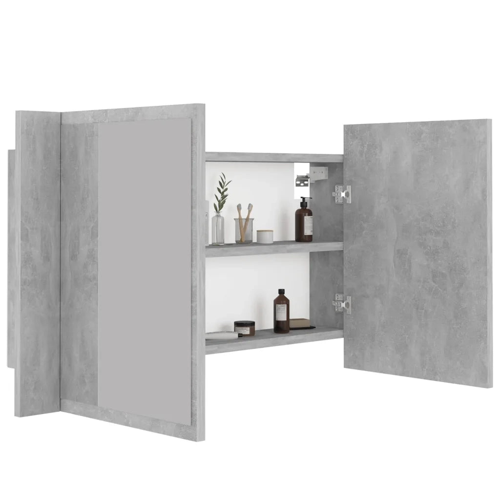 Armadietto a Specchio | Armadio da bagno con Luci LED Grigio Cemento in Acrilico