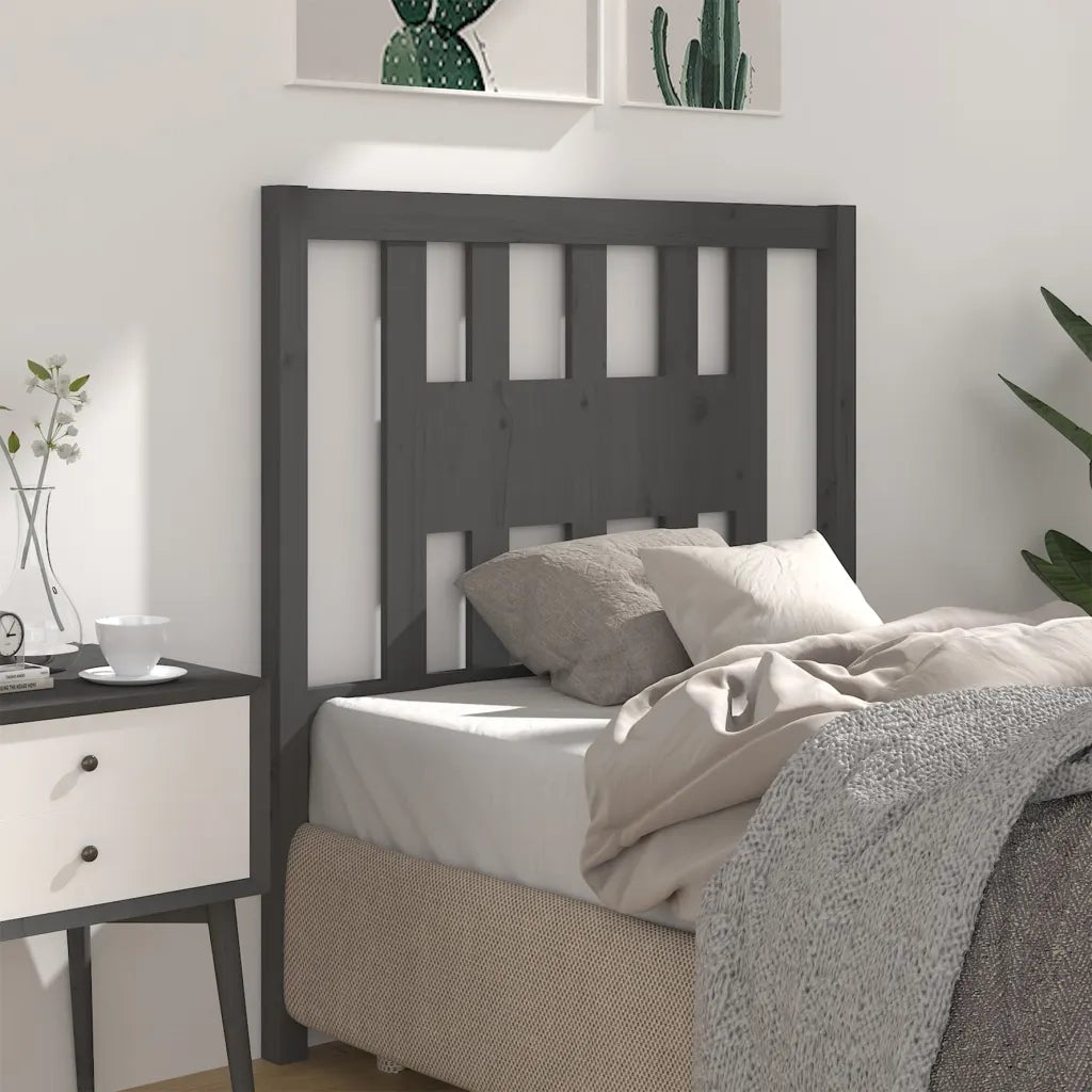 Testiera per Letto Grigia 96x4x100 cm in Legno Massello di Pino 818652