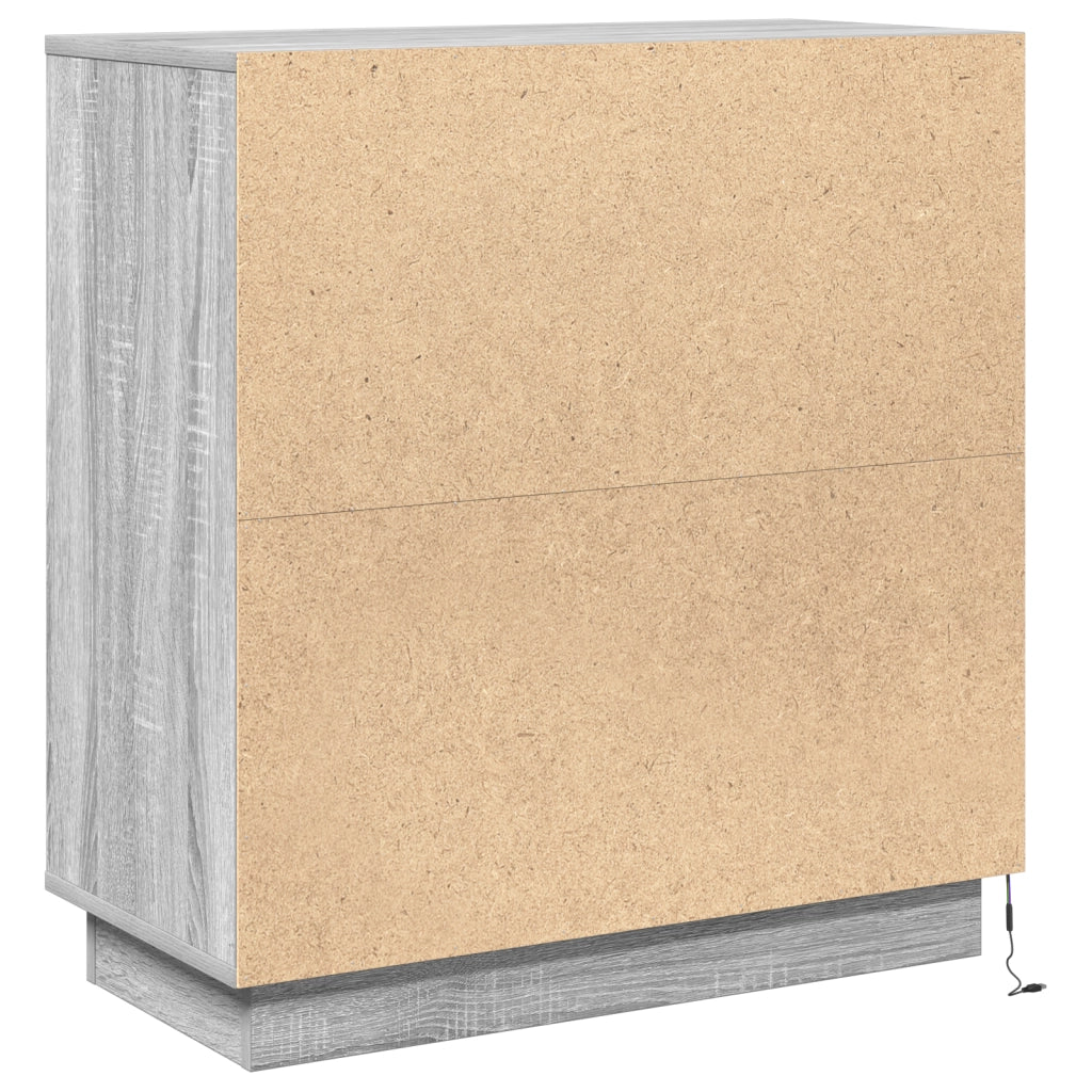 Credenza LED Grigio Sonoma 71x34,5x75 cm in Legno Ingengnerizzato