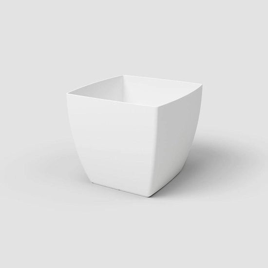 Piantina quadrata Siena con finitura opaca in plastica, 100% riciclabile, 30cm - Bianco