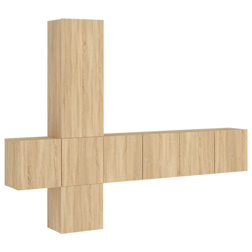Mobili TV a Muro 5pz Rovere Sonoma in Legno Multistrato 3216459