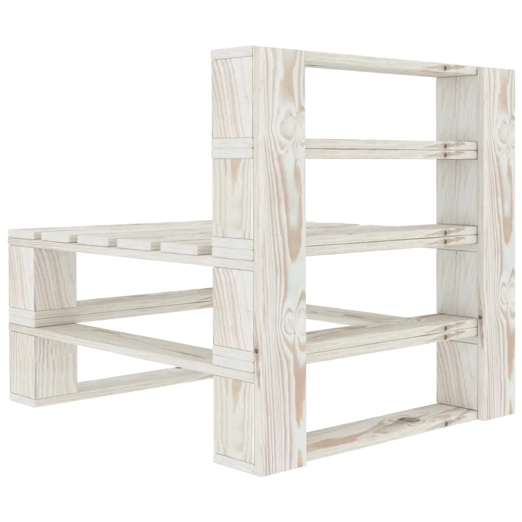 Divano Centrale da Giardino su Pallet in Legno Bianco 49334