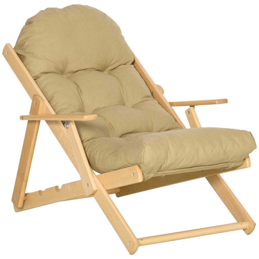 Poltrona Relax in Legno Reclinabile Pieghevole ¨C zephmum ¨C Marrone Chiaro 71x89x96
