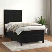 Giroletto a Molle con Materasso-Struttura Letto Nero 90x200 cm in Velluto 638712