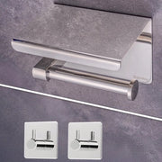 Support per toilette senza perforazione inclusa 2 ganci per asciugamani | Support per toilette con piatto | Support per toilette autoadesivo in acciaio inossidabile | Support per toilette in bagno | Finitura lucidata cromata