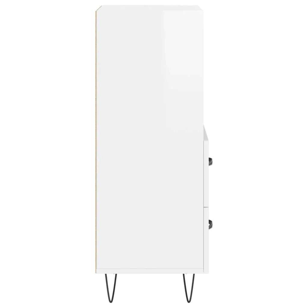 Buffet credenza cassettiera mobiletto mobile contenitore organizer per cucina soggiorno finitura lucida 34,5 x 34 x 90 cm legno ingegnerizzato bianco 02_0030614