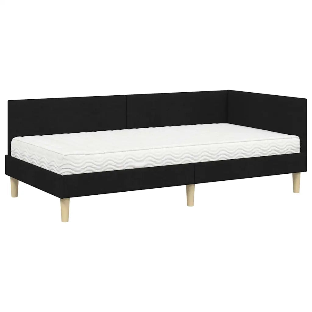 Letto singolo | Letto per adulti | Struttura Letto Angolare con Materasso 2 pcs Verde Tessuto