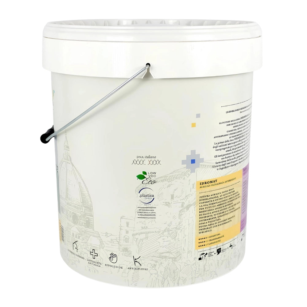 Idropittura acrilica ultraopaca superlavabile idromat performance ioni argento *** formato 2.5 lt, confezione 1