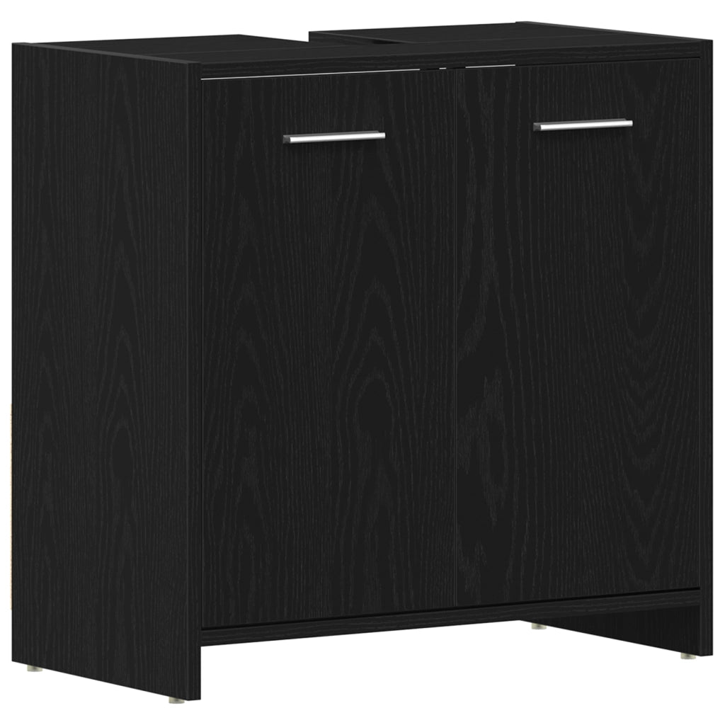 Set di Mobili per Bagno  4 Pezzi Rovere Nero Legno ingegnerizzato