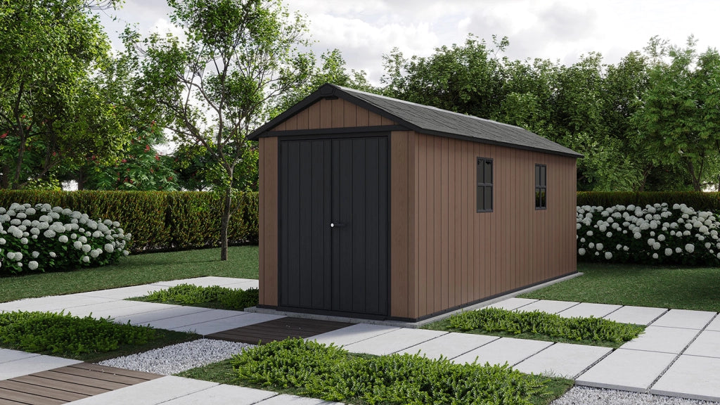 Casetta Box da Giardino 230x539x246 cm Newton Plus 7517/1775 Doppia Opzione Montaggio in Resina Evotech+ Marrone