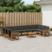 Set di divani da esterno con cuscino 11 pcs Naturale e Nero