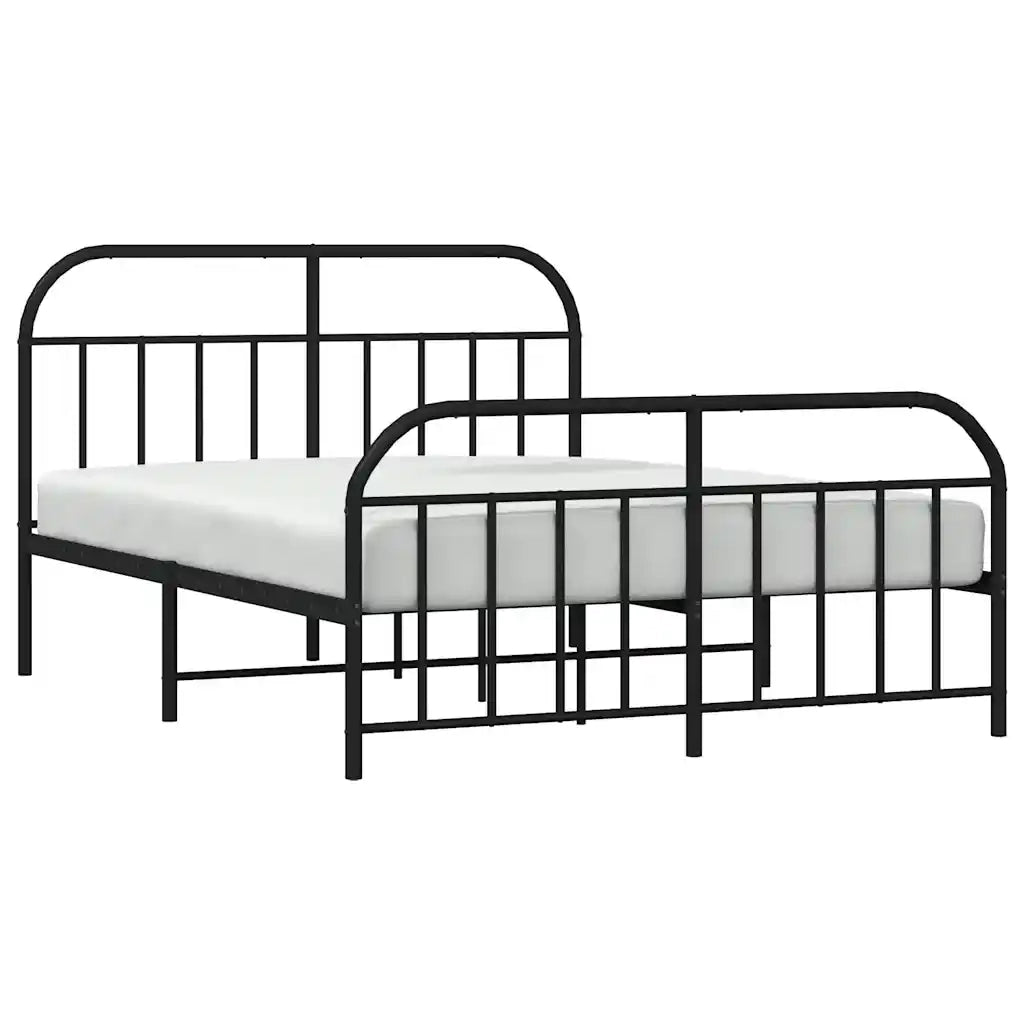 Giroletto senza Materasso con Pediera-Struttura Letto in Metallo Nero 160x200 cm 390377