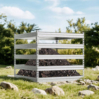 Compostiera da giardino in metallo 100 x 100 x 90 cm per 900 litri di compost da rifiuti organici