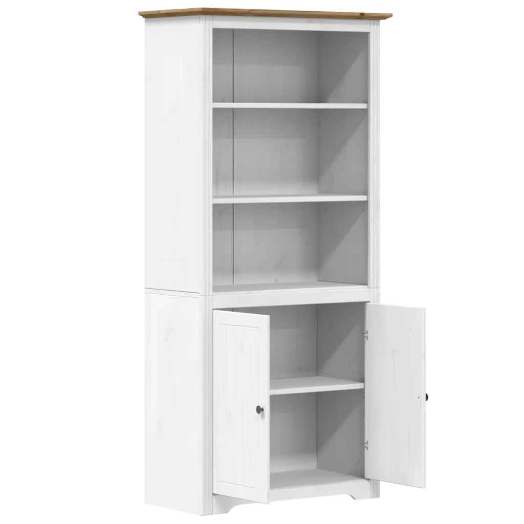 Libreria BODO 82x40x173 cm Legno Massello Pino Bianco e Marrone 355057