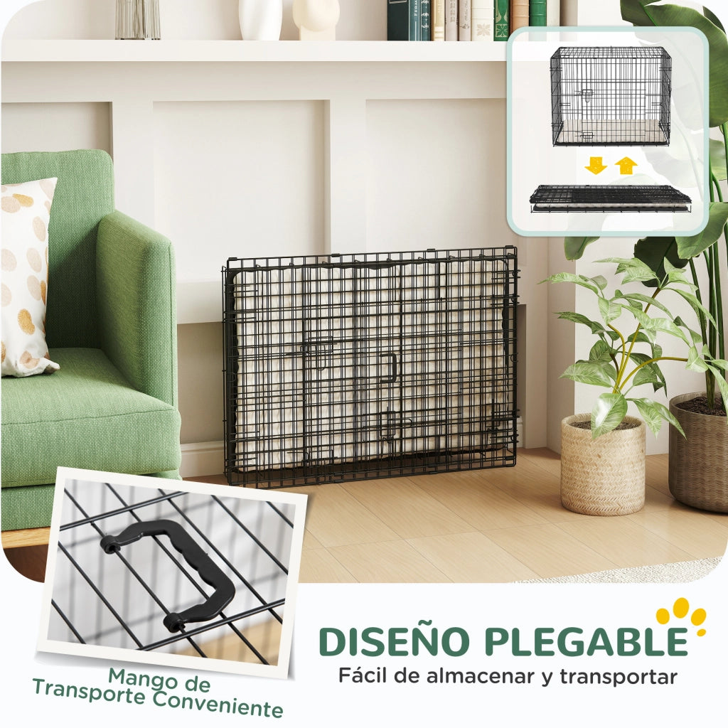 Cuccia per Cani Pieghevole con Cuscino ¨C zephmum ¨C Nero e Beige 75x48.5x53 cm