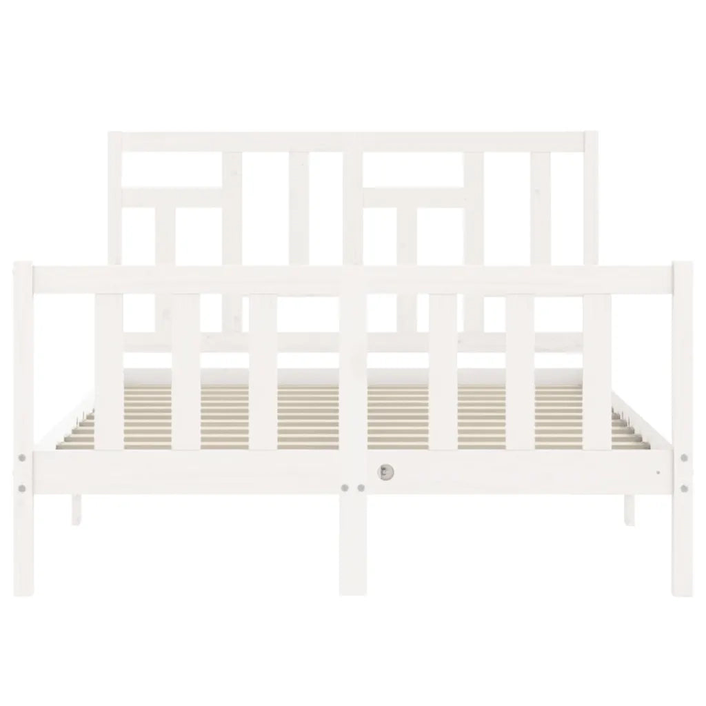 Letto senza Materasso-Struttura Letto Bianco 140x190 cm Legno Massello di Pino 475548