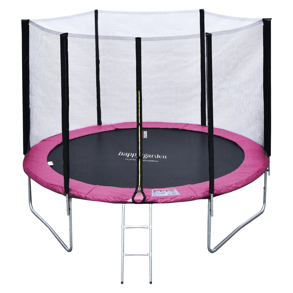 Premium Pack Trampolino 305cm reversibile rosa/grigio ADELAÏDE + rete, scala, copertura e kit di ancoraggio